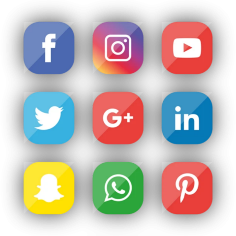 Glossy Social Media Icons Set – Facebook, Instagram, YouTube, Twitter, LinkedIn & More