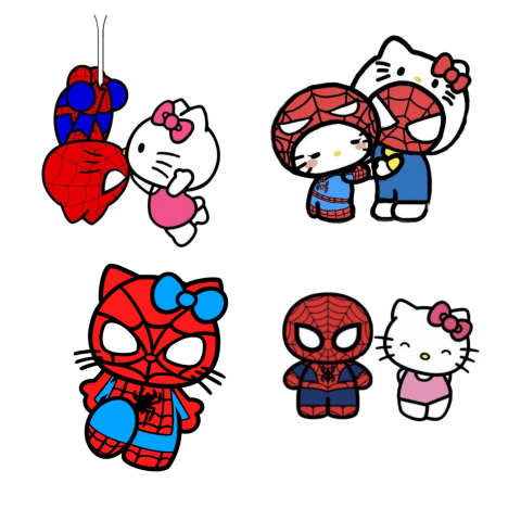 Hello Kitty Spiderman Crossover PNG – Cute Marvel Style