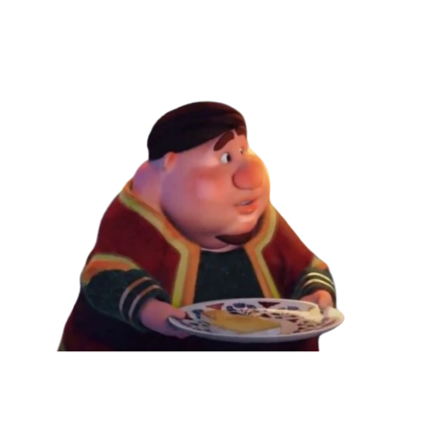 Chubby Man Holding Plate Cartoon PNG