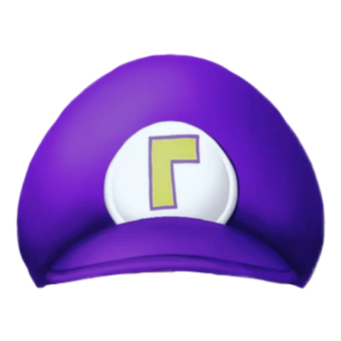 Classic Waluigi Hat PNG – Purple Cap with Yellow Γ Symbol